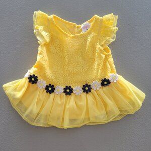 Yellow Dress With White and Blue Daisies